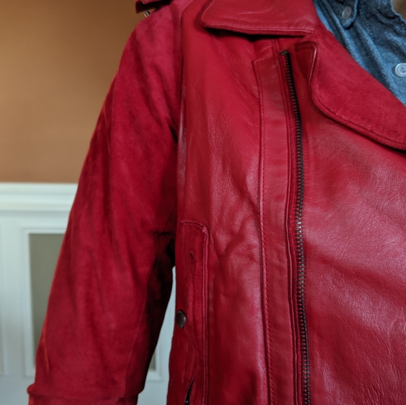 ZAC POSEN x Target Red Leather & Suede Jacket - Picture 4 of 7